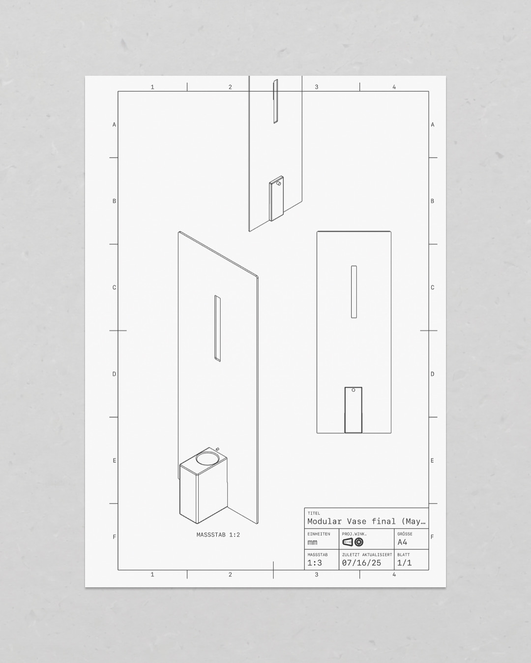 Modular Vase — technical drawing