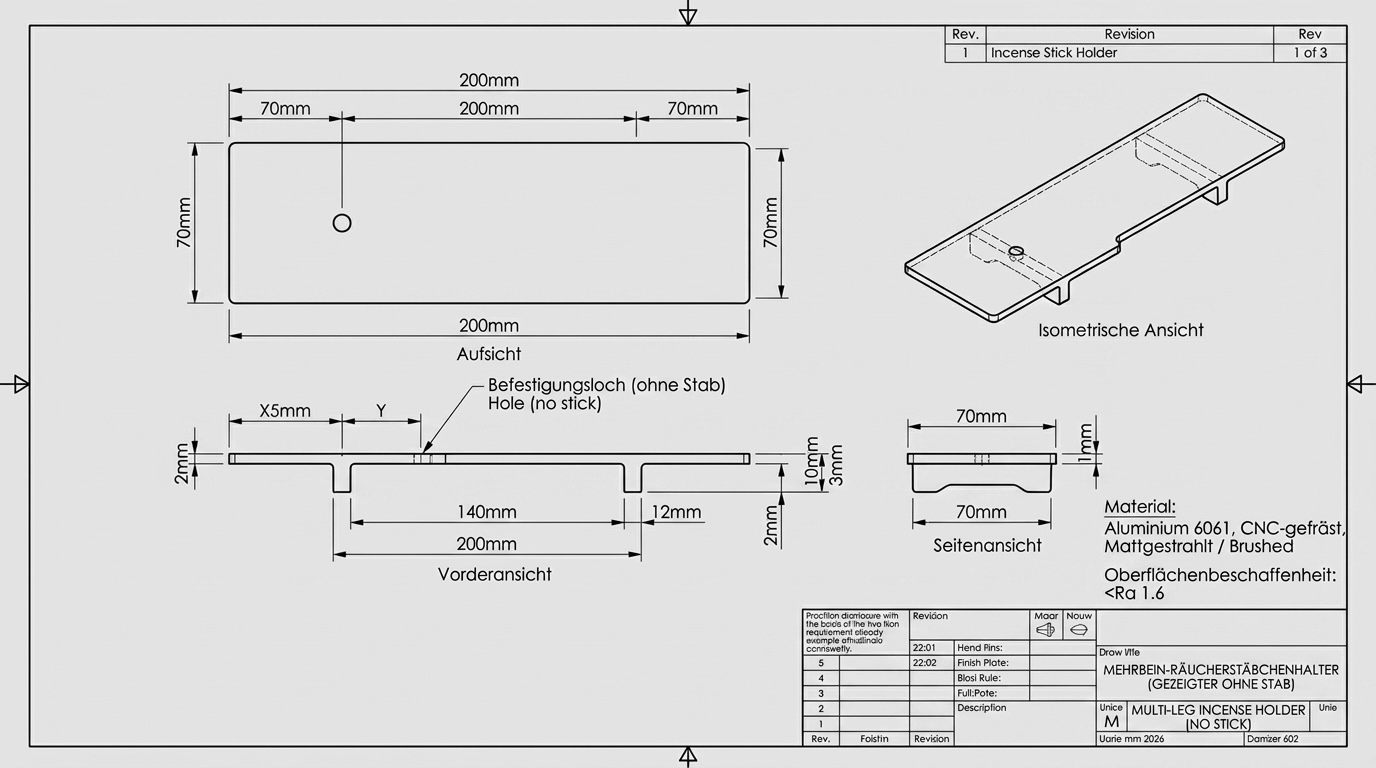 Incense Holder — technical drawing